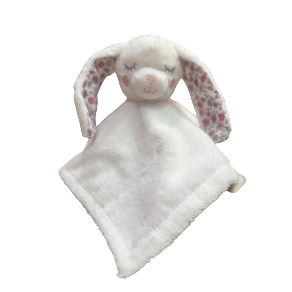 Dreamgro Bunny Security Blanket Baby White Floral Plush Lovey Crinkle Ears